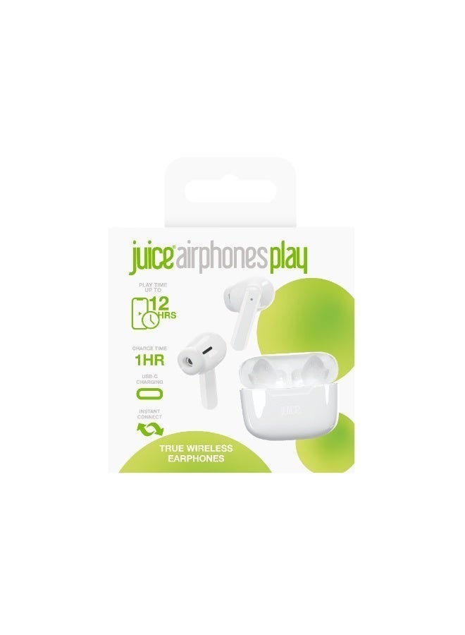 جوس سماعات أذن لاسلكية Juice Airphones Play - سماعات رأس بلوتوث مع وقت تشغيل يصل إلى 14 ساعة، وشحن سريع لمدة ساعة واحدة، وتصميم خفيف الوزن - أبيض - Image 3
